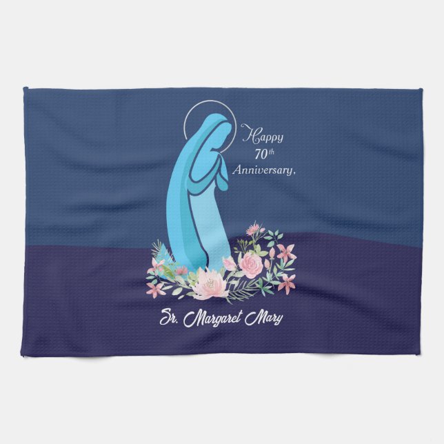 Linge De Cuisine 70e anniversaire de la vie religieuse Nun Fleur ro (Horizontal)