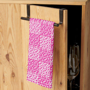 Linge De Cuisine à damiers Amour en Magenta et Blanc