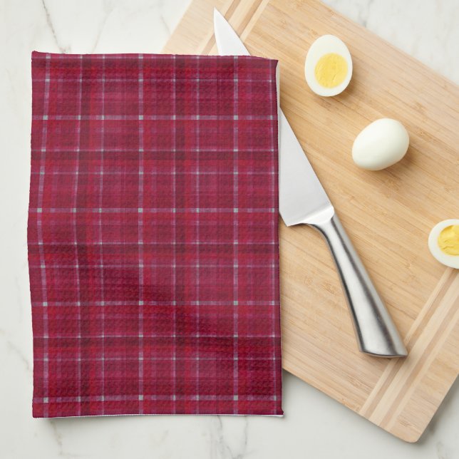 Linge De Cuisine À damiers rouge Tartan (Quart Plié)