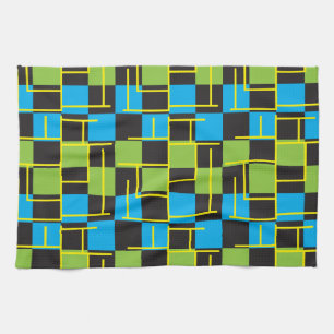 Linge De Cuisine Abrégé sur bleu, noir et de chaux vert