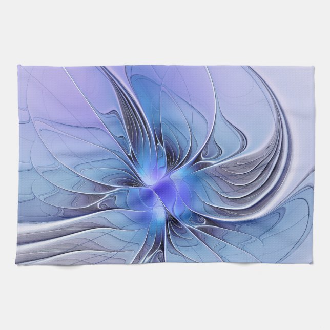 Linge De Cuisine Abstrait Art Fractal Lavande Bleu (Horizontal)