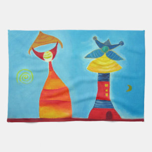 Linge De Cuisine Abstrait Art Love King Queen Tea Towel