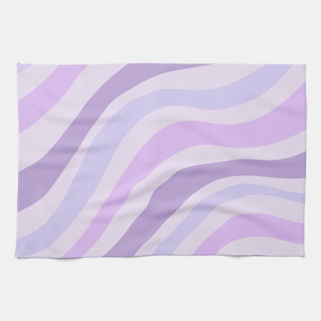 Linge De Cuisine Abstrait bleu violet Super Motif liquide à bande (Horizontal)