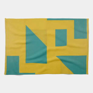 Linge De Cuisine Abstrait Géométrique Gras Jaune Turquoise