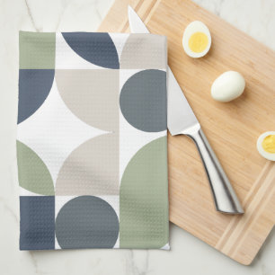 Linge De Cuisine Abstrait Gray vert Motif Gray Mid Century