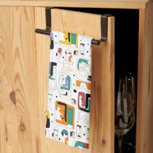 Linge De Cuisine Abstrait maya anciens visages motif 1