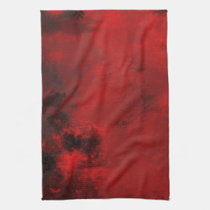 Linge De Cuisine Abstrait noir et rouge moderne - Sombre mystérieux