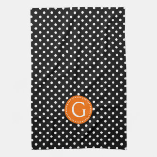 Linge De Cuisine Accent orange Pois noir et blanc