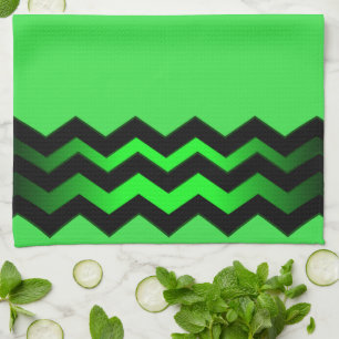 Linge De Cuisine Accent vert et noir sur vert clair