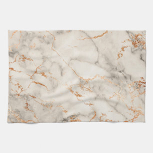 Linge De Cuisine Accents Brown et Motif Abstrait blanc