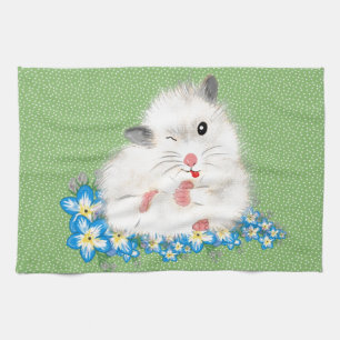 Linge De Cuisine Accessoires hamster syrien blanc mignon, polka ver