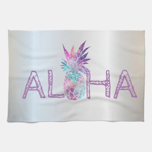 Linge De Cuisine Adorable Aloha Hawaïen Pineapple, Argent (Horizontal)