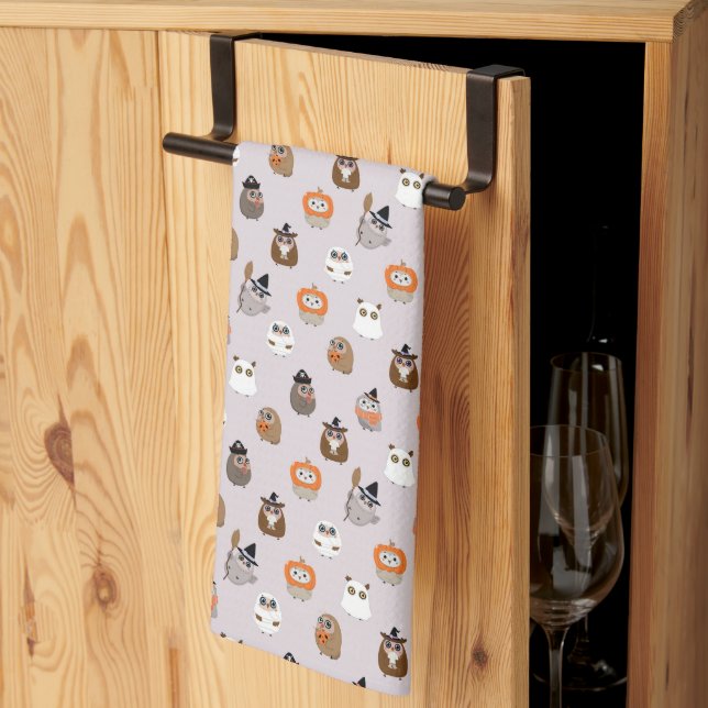 Linge De Cuisine Adorable Chouette d'Halloween Motif (Pliage en tiers)