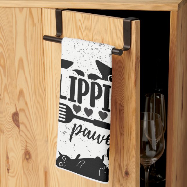 Linge De Cuisine Adorable "Flippin Pawesome" avec chats rampants (Pliage en tiers)