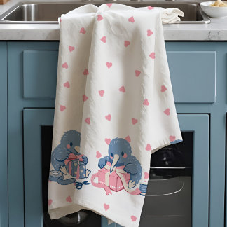 Linge De Cuisine Adorable kawaii Kiwi love bird Valentine Cute Pink
