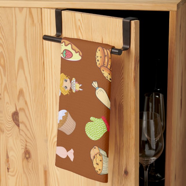 Linge De Cuisine Adorable moderne pâtisserie mignonne motif chef br (Pliage en tiers)