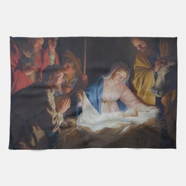 Linge De Cuisine Adoration des bergers - Honthorst - Noël (Horizontal)