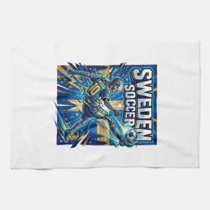 Linge De Cuisine Affiche de style squelette de football suédois Nat