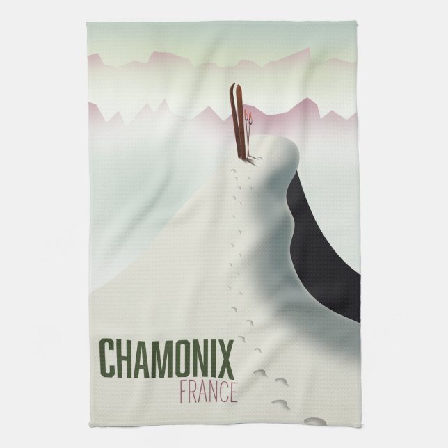Linge De Cuisine Affiche de voyage de ski Chamonix France (Vertical)