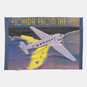 Linge De Cuisine Affiche de voyage vintage, Floride vue du ciel en 