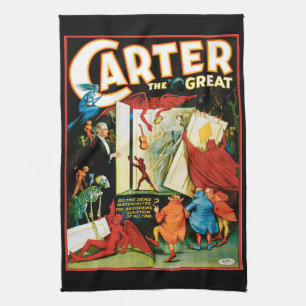Linge De Cuisine Affiche Magique Vintage, Magicien Carter le Grand