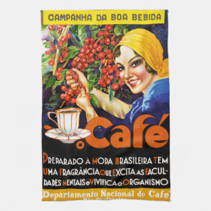 Linge De Cuisine Affiche vintage d'annonce de café de Bebida de boa