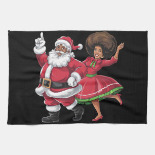 Linge De Cuisine African Père Noël Mme Claus Dansant Noël américain