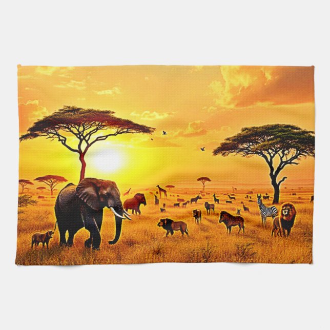Linge De Cuisine African Sunset Safari Majesty Design (Horizontal)