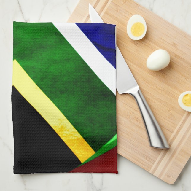 Linge De Cuisine Afrique du Sud Drapeau : Motif dynamique à balayag (Quart Plié)