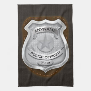 Linge De Cuisine Agent de police personnalisé Sheriff Cop NAME Badg
