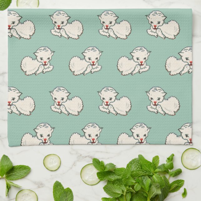Linge De Cuisine Agneau de Pâques, Bébé animal de ferme, Religion V (Plié)
