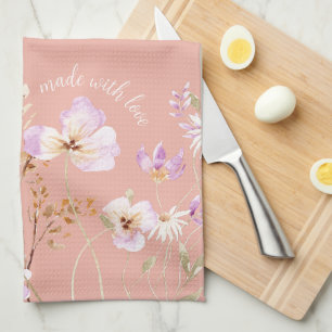 Linge De Cuisine Agritourisme Fleur sauvage rose Grand