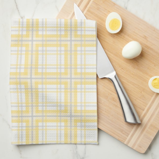Linge De Cuisine Agritourisme Plaid, Beurre Jaune, Gris, Crème (Quart Plié)