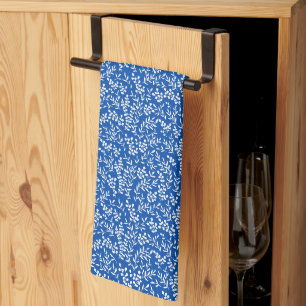 Linge De Cuisine Agritourisme simple motif floral bleu