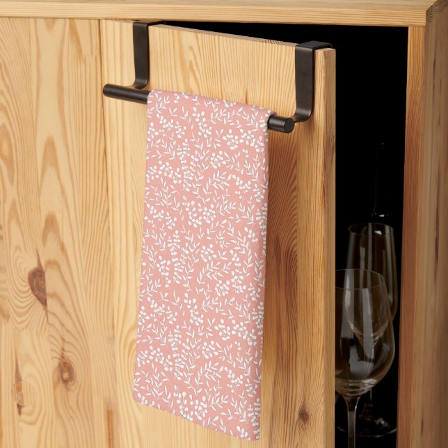 Linge De Cuisine Agritourisme simple motif floral rose (Pliage en tiers)