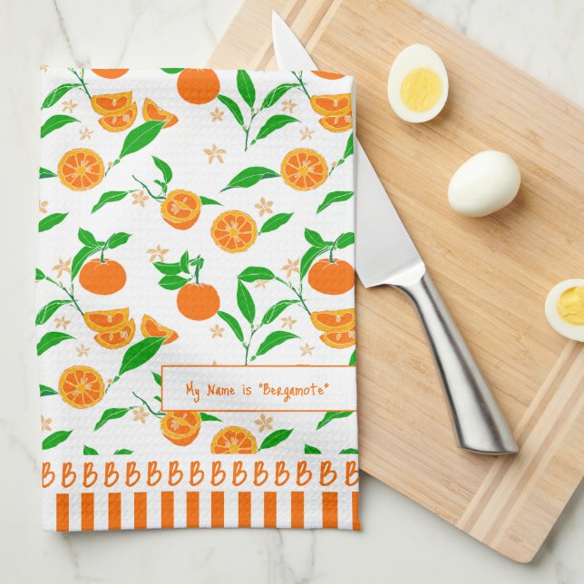 Linge De Cuisine Agrumes Art Oranges dessinées Motif (Quart Plié)