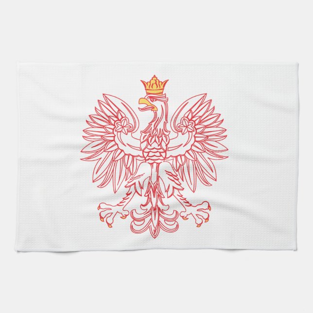 Linge De Cuisine Aigle Polonais En Rouge (Horizontal)