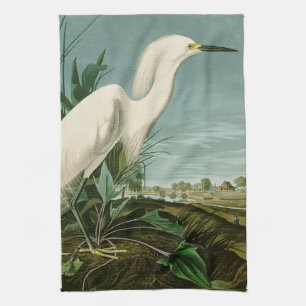 Linge De Cuisine Aigrette neigeuse d'Audubon oiseau Héron blanc orn