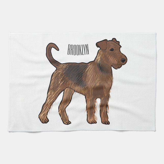 Linge De Cuisine Airedale terrier dog cartoon (Horizontal)