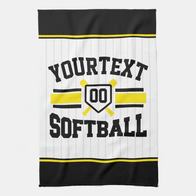 Linge De Cuisine AJOUT PERSONNALISÉ NOM Softball Player Varsity Tea (Vertical)
