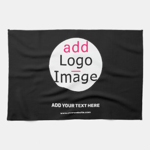 Linge De Cuisine Ajouter Logo Business Chic Personnalisable Noir Mi
