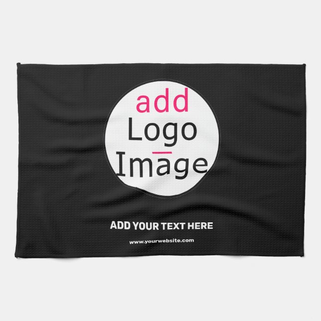Linge De Cuisine Ajouter Logo Business Chic Personnalisable Noir Mi (Horizontal)