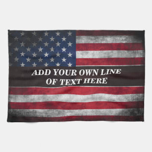 Linge De Cuisine Ajouter votre texte sur le drapeau américain