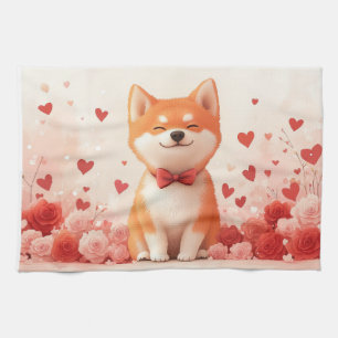 Linge De Cuisine Akita avec Rose - Saint Valentin