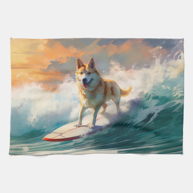 Linge De Cuisine Akita Beach Surf Peinture (Horizontal)