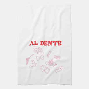 Linge De Cuisine Al Dente rose et rouge