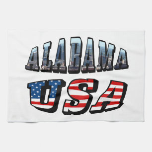 Linge De Cuisine Alabama Photo et USA Flag Font