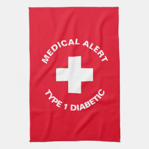 Linge De Cuisine Alerte Médicale personnalisée rouge diabétique