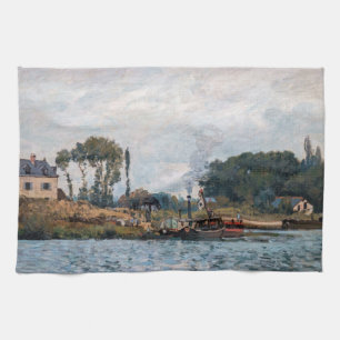Linge De Cuisine Alfred Sisley - Bateaux à l'écluse de Bougival