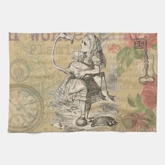 Linge De Cuisine Alice au pays des merveilles Flamant rose classiqu (Horizontal)